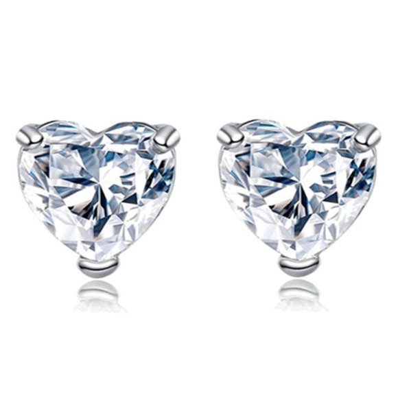 Jewelry - 925 Sterling Silver Earrings Heart Shape Love Drop Cute Gift